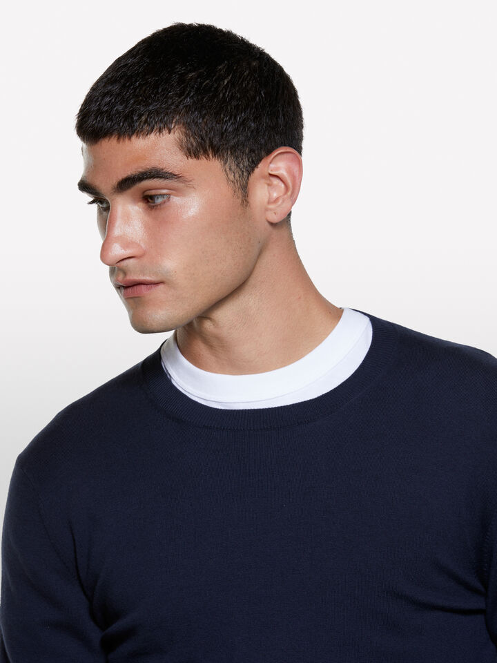 Camisola de gola redonda azul-escuro - camisolas gola redonda para homem - Azul-Escuro | Sisley image number 4